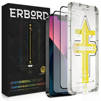 2x Скло захисне загартоване для iPhone 13 Mini, ERBORD Easy App Full Screen Protector