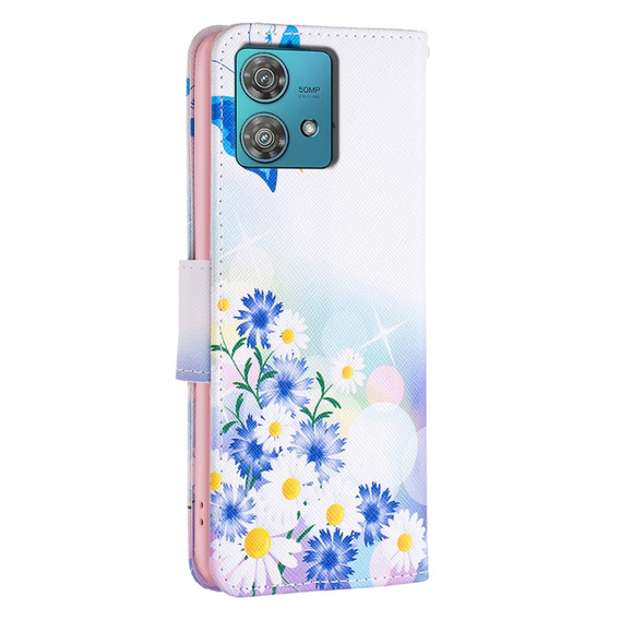 Чохол-книжка для Motorola Edge 40 Neo, Wallet, butterfly & flowers, білий