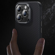 Чехол BENKS Kevlar для iPhone 15 Pro Max, для MagSafe, Carbon Fiber, чёрный