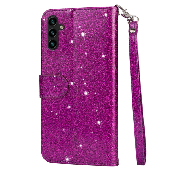 Откидной чехол для Samsung Galaxy A35 5G, Wallet Zipper Pocket Glittery, фиолетовый