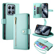 Откидной чехол для Xiaomi 14T Pro, Wallet Zipper Pocket, зелёный