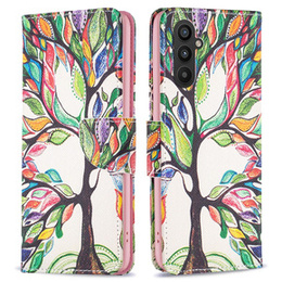Откидной чехол для Samsung Galaxy A25 5G, Wallet, tree of life, белый + 9H стекло