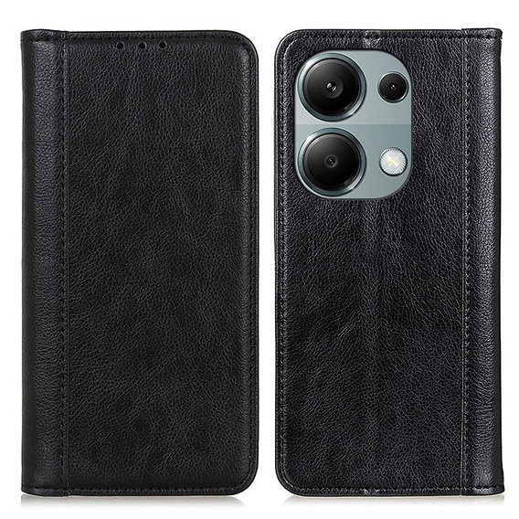 Чoхол до Xiaomi Redmi Note 13 Pro 4G, Wallet Litchi Leather, чорний