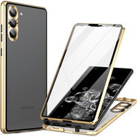 Чехол для Samsung Galaxy S23 Plus, Magnetic Dual Glass, золотой