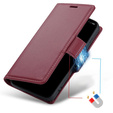 Чехол для Samsung Galaxy S25, ERBORD Glossy Litchi, кошелек с клапаном, красный