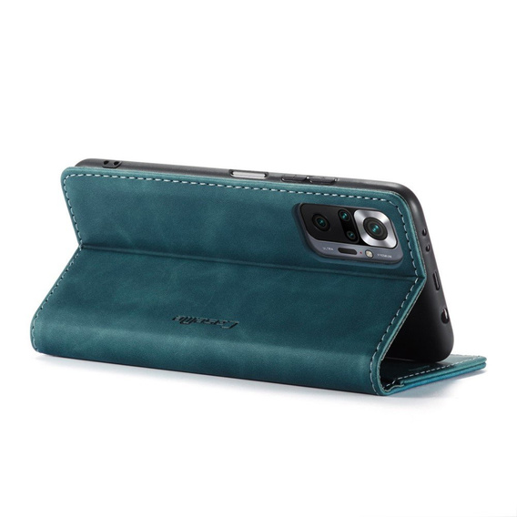 Чехол CASEME для Xiaomi Redmi Note 10 Pro, Leather Wallet Case, синий