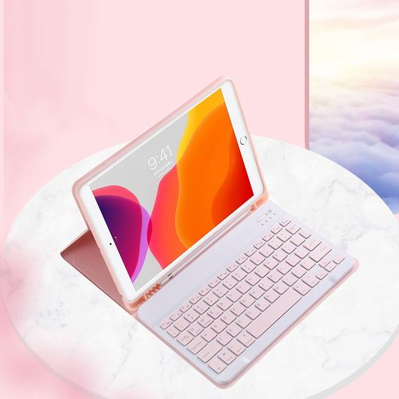 Чохол + клавіатура iPad 7/8/9 10.2 2021 / 2020 / 2019, Pen Slot, рожевий rose gold