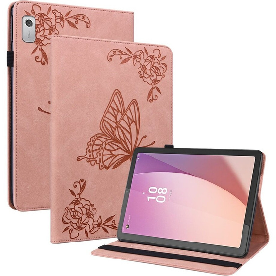 Чохол для Lenovo Tab M9, Butterfly, рожевий