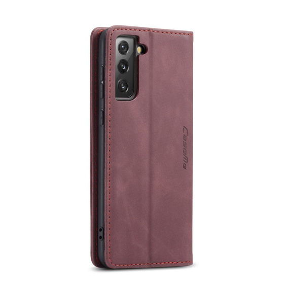 Чехол CASEME для Samsung Galaxy S21 FE, Leather Wallet Case, красный