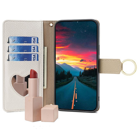 Флип-кейс для Samsung Galaxy M15 5G, Wallet Zipper Pocket, с зеркалом, белый