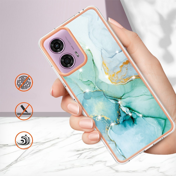 Защитный чехол для Motorola Moto G24 / G24 Power / G04, Marble Slim Case, зелёный