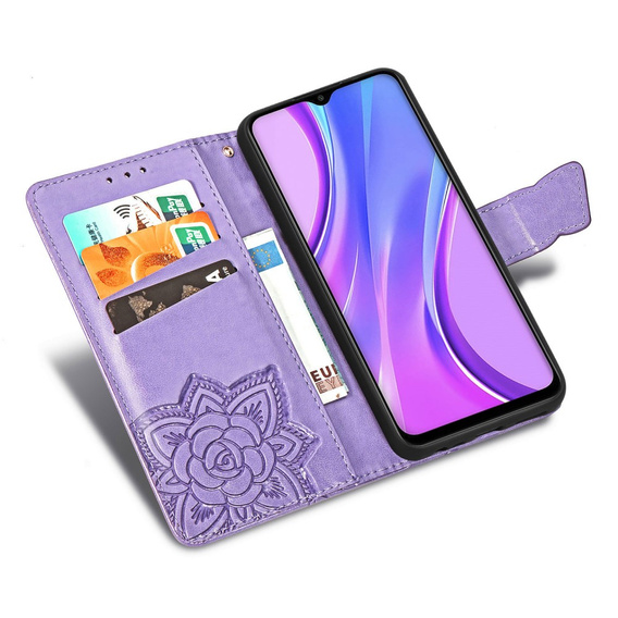 Чохол-книжка для Xiaomi Redmi 9, Butterfly, фіолетовий