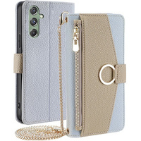 Флип-кейс для Samsung Galaxy M34 5G, Wallet Zipper Pocket, с зеркалом, синий