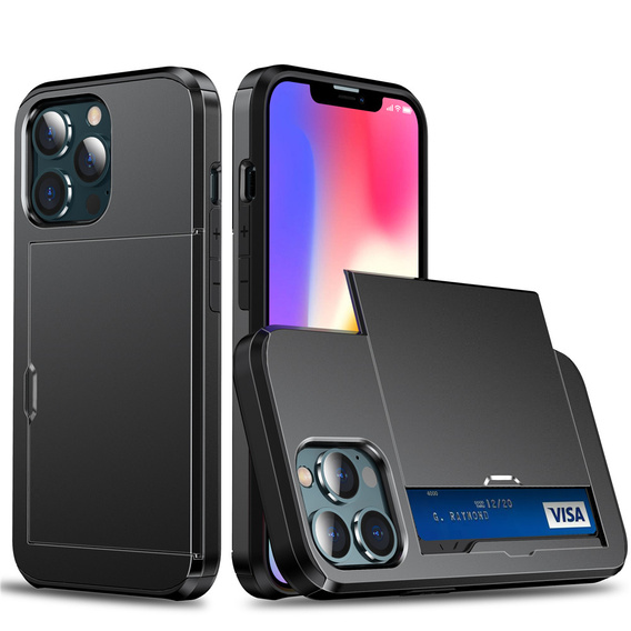 Чехол до iPhone 12 Pro Max, Sliding Card Holder, чёрный