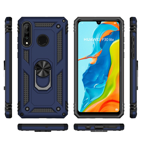 Бронированный Чехол до Huawei P30 Lite, Nox Case Ring, синий