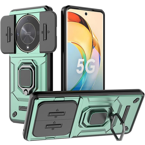 Чохол для Honor Magic 6 Lite 5G, KickStand Camera Lens, зелений