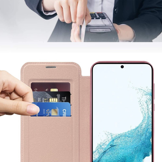 Чохол-книжка для Samsung Galaxy S22 5G, RFID Wallet MagSafe CamShield, рожевий