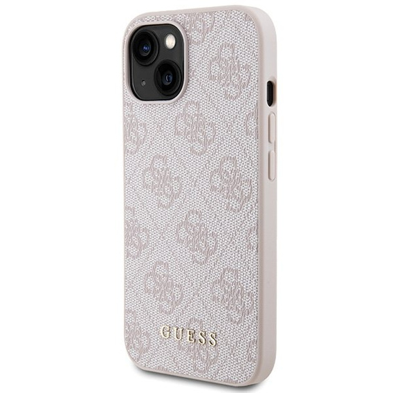 Чoхол GUESS до iPhone 15 Plus, 4G Metal Gold Logo, рожевий