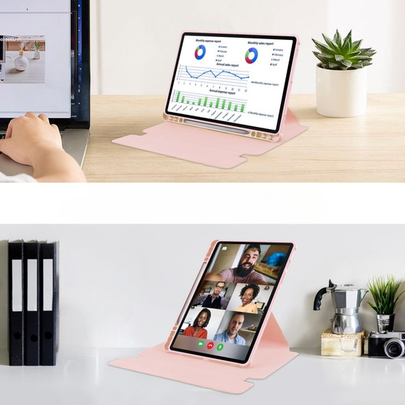 Чохол клавіатура для Samsung Galaxy Tab S9, Rotary 360° Leather, рожевий rose gold