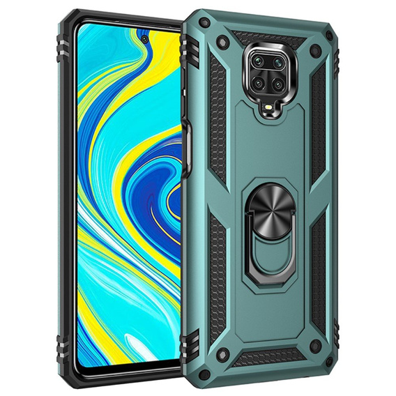 Бронированный Чехол до Xiaomi Redmi Note 9S / 9 Pro, Nox Case Ring, зелёный