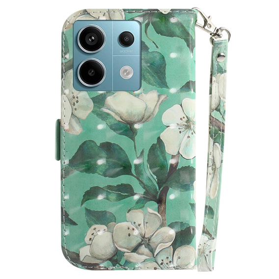 Откидной чехол для Xiaomi Redmi Note 13 Pro 5G, Wallet, Flowers зелёный