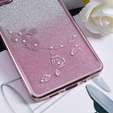 Чехол для Samsung Galaxy S20 FE, Glitter Flower, розовый rose gold