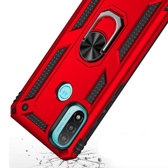 Бронированный Чехол до Motorola Moto E20/E30/E40, Nox Case Ring, красный