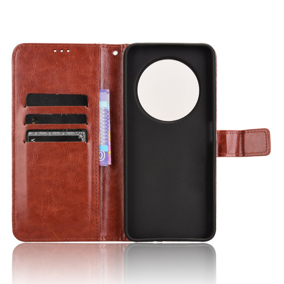 Откидной чехол для Xiaomi Redmi 14C, Crazy Horse Wallet, коричневый