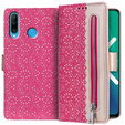 чехол-крышка для Huawei P30 Lite, Wallet Pocket Zipper Lace, розовый