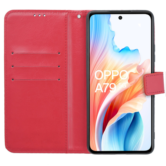 Футляр з клапаном для Oppo A79 5G, Crazy Horse Wallet, червоний