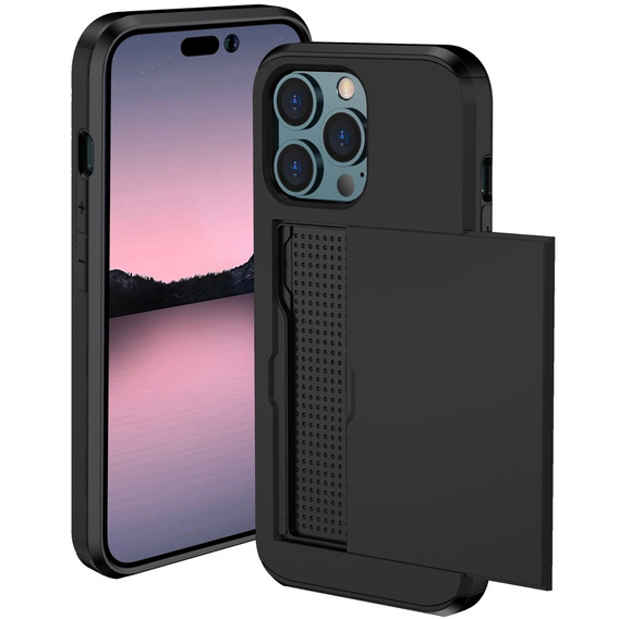 Чехол до iPhone 15 Pro, Sliding Card Holder, чёрный