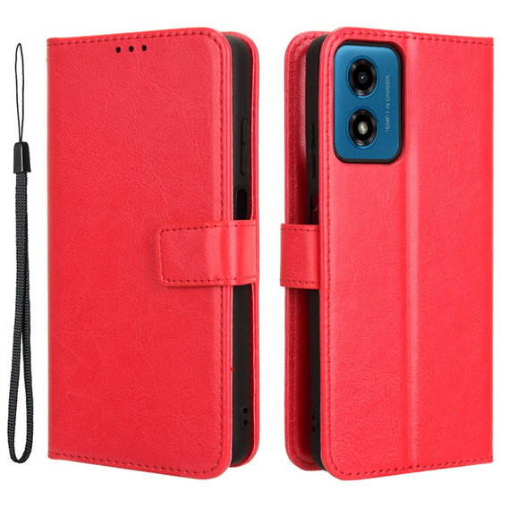 Откидной чехол для Motorola Moto G24 / G24 Power / G04, Crazy Horse Wallet, красный