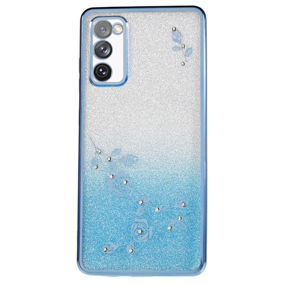 Чехол для Samsung Galaxy S20 FE, Glitter Flower, синий