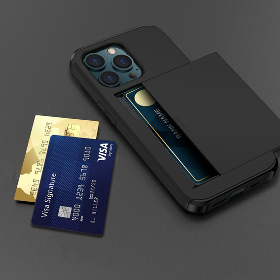 Чехол до iPhone 15 Pro, Sliding Card Holder, чёрный