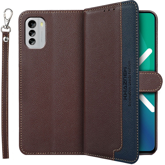 Откидной чехол для Nokia G60 5G, KHAZNEH RFID Case, Dual Color, коричневый