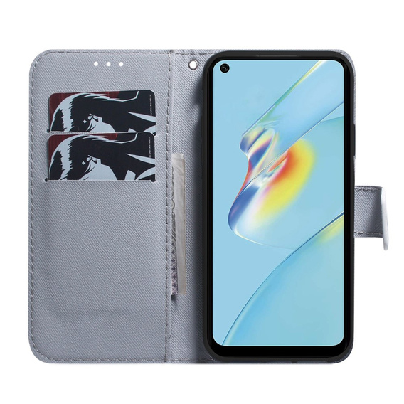 Откидной чехол для Oppo A17, Wallet flowers, синий