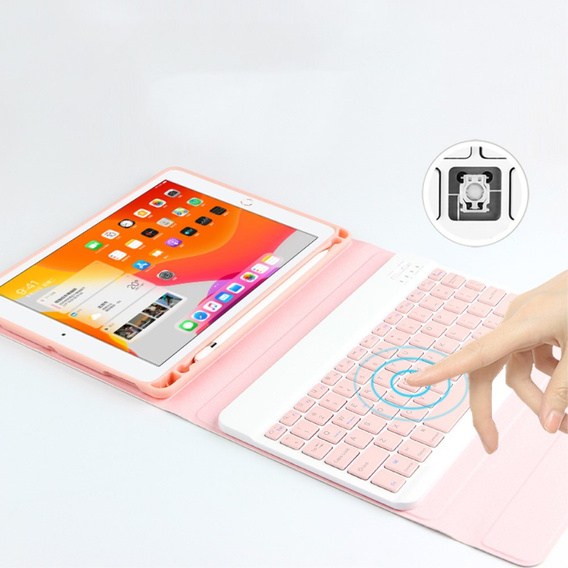 Чехол + клавиатура iPad 10.2 7/8/9 gen 2019/2020/2021, Keyboard Cover Pen Slot, розовый rose gold