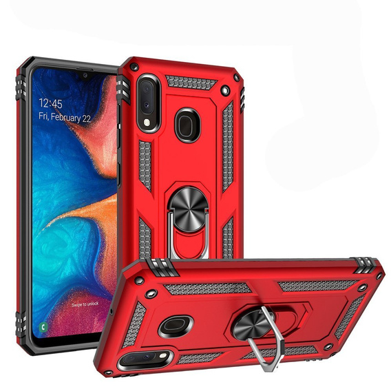 Бронированный Чехол до Samsung Galaxy A20E, Nox Case Ring, красный