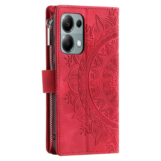 Откидной чехол для Xiaomi Redmi Note 13 Pro 4G, Mandala, красный