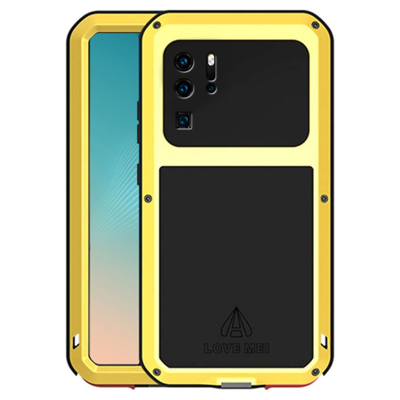 Чoхол Love Mei до Huawei P30 Pro, armored with glass, жовтий / чорний