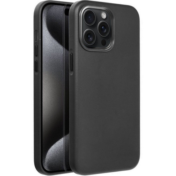 Кожаный чехол Mag Cover для iPhone 15 Pro, чёрный