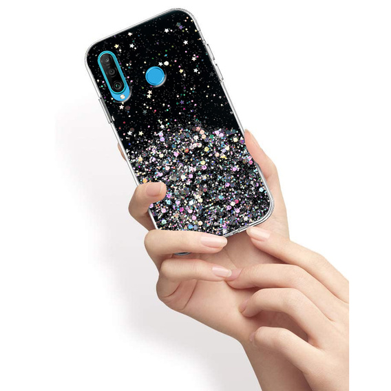 Чехол до Huawei P30 Lite, Glittery, чёрный