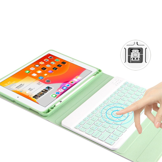 Чехол + клавиатура iPad 10.2 7/8/9 gen 2019/2020/2021, Keyboard Cover Pen Slot, зелёный