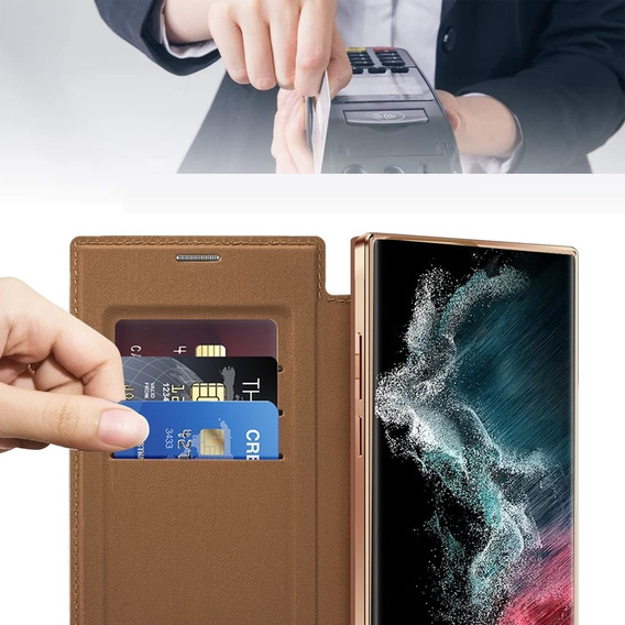 Чохол-книжка для Samsung Galaxy S22 Ultra 5G, RFID Wallet MagSafe CamShield, коричневий