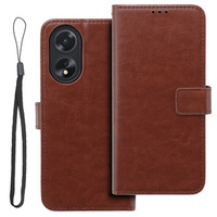 Откидной чехол для Oppo A38 4G / Oppo A18 4G, Crazy Horse Wallet, коричневый