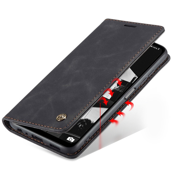 Чехол CASEME для Samsung Galaxy M33 5G, Leather Wallet Case, чёрный