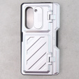 Чохол для Samsung Galaxy Z Fold5 5G, Kickstand case, з підставкою та склом, срібний