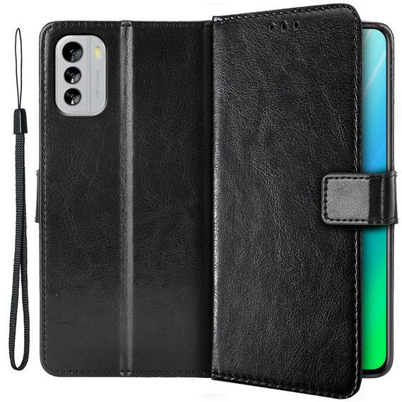 Футляр з клапаном для Nokia G60 5G, Crazy Horse Wallet, чорний