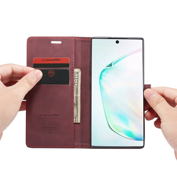 Чехол CASEME для Samsung Galaxy Note 10 Plus/5G, Leather Wallet Case, красный