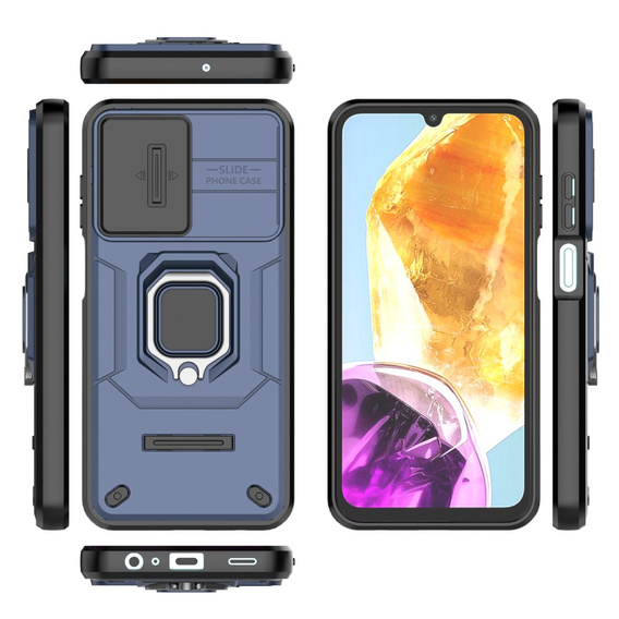 Чехол для Samsung Galaxy M15 5G, KickStand Camera Lens, синий